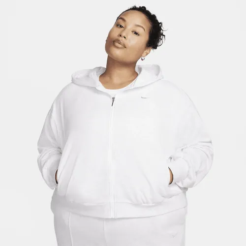 Nike Sportswear Chill Terry женская Loose Full-Zip French Terry Толстовка с капюшоном (большие размеры) цвет коричневый