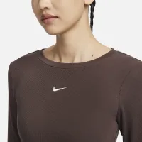 Nike Sportswear Essential женская Ribbed Long-Sleeve Mod Crop Top цвет коричневый