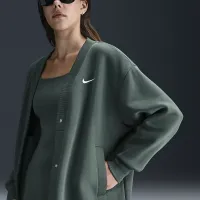 Nike Sportswear Phoenix Fleece женская оверсайз Long Cardigan цвет зеленый
