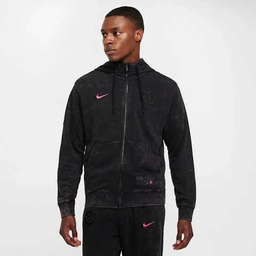 Chelsea FC Club Third мужские Nike Soccer Full-Zip French Terry Толстовка с капюшоном цвет черный