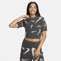 Nike Sportswear Phoenix Cozy Букле Women's Slim Short-Sleeve Cropped Knit Top