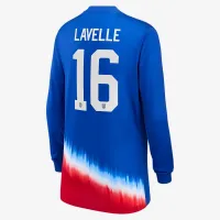 Rose Lavelle USWNT 2024 Stadium Away Big дитячі Nike Dri-FIT Long-Sleeve Soccer Jersey блакитний