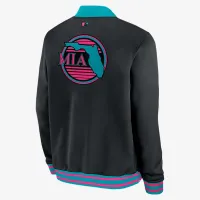 Miami Marlins Authentic Collection City Connect чоловічі Nike MLB Full-Zip Bomber Куртка колір чорний