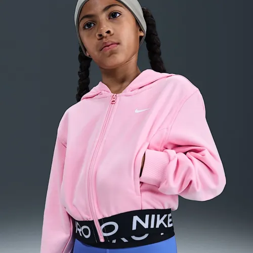 Nike Pro Fleece Big детские (Girls') Dri-FIT Full-Zip Толстовка с капюшоном Pink