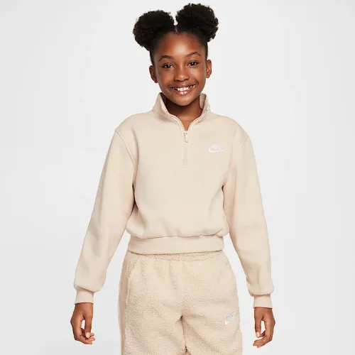 Nike Sportswear Club Big детские (Girls') Fleece 1/2-Zip Top цвет коричневый