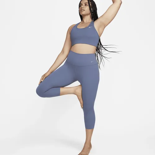 Nike Zenvy женская Gentle-Support С высокой Талией Cropped лосины синий