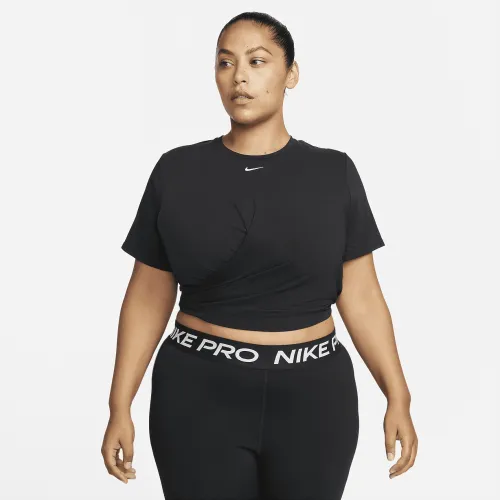Nike Dri-FIT One Luxe женская Twist Cropped Short-Sleeve Top (большие размеры) цвет черный