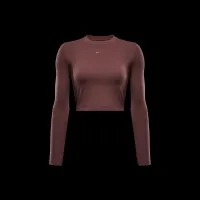 Nike Sportswear Chill Knit жіноча Slim Long-Sleeve Cropped Top колір коричневий