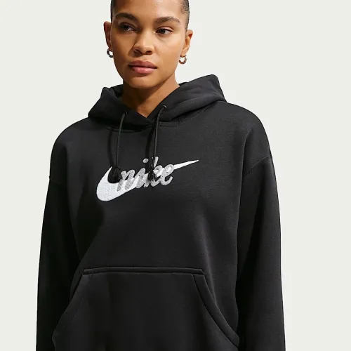 Nike Sportswear Phoenix Fleece жіноча оверсайз Logo Толстовка з капюшоном колір чорний