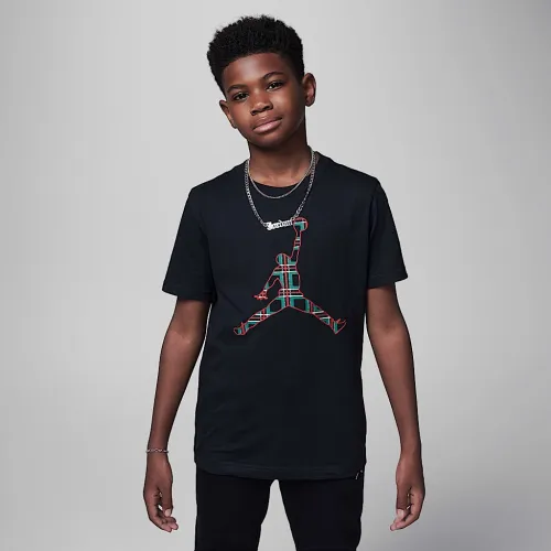 Nike Jordan Big дитячі Plaid Jumpman футболка колір чорний