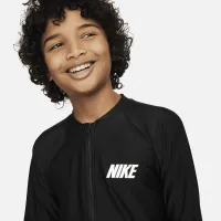 Nike Swim 3-D Swoosh Big детские (для мальчиков) Long-Sleeve Zip Hydroguard цвет черный