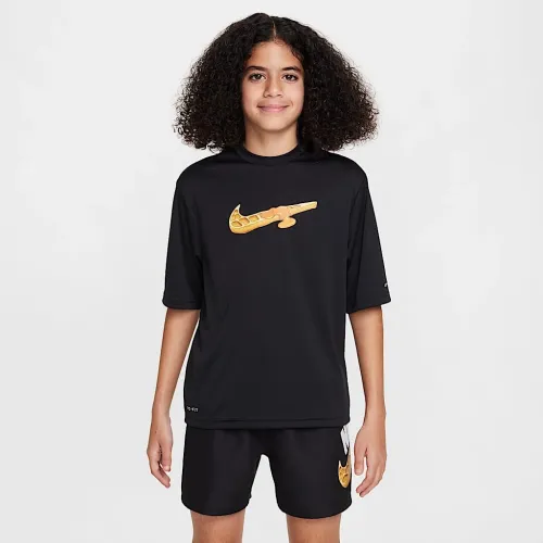 Nike Swim Hydroguard Big детские (для мальчиков) Dri-FIT Short-Sleeve Top цвет черный