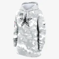 Dallas Cowboys Salute to Service Primary Edge Club жіноча Nike NFL Pullover Толстовка з капюшоном колір білий