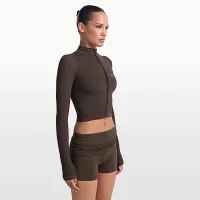 NikeSKIMS Ribbed Seamless женская Cropped Full-Zip Куртка цвет коричневый