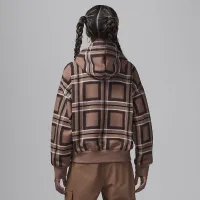 Nike Jordan Brooklyn Essentials Big детские Plaid Print Pullover Толстовка с капюшоном цвет коричневый