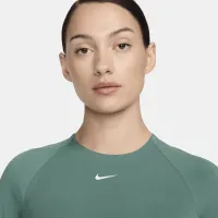 Nike Pro жіноча Dri-FIT Cropped Long-Sleeve Top колір зелений