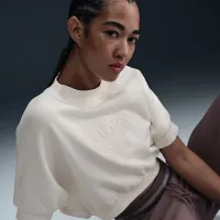 Nike Sportswear Collection жіноча Crew-Neck Short-Sleeve Cropped French Terry Top колір білий