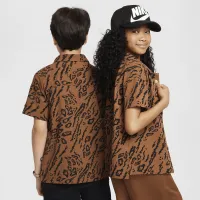 Nike SB Big дитячі Dri-FIT Button-Down Skate Shirt колір коричневий