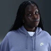 Nike Sportswear Club Fleece женская Full-Zip Толстовка с капюшоном (большие размеры) синий