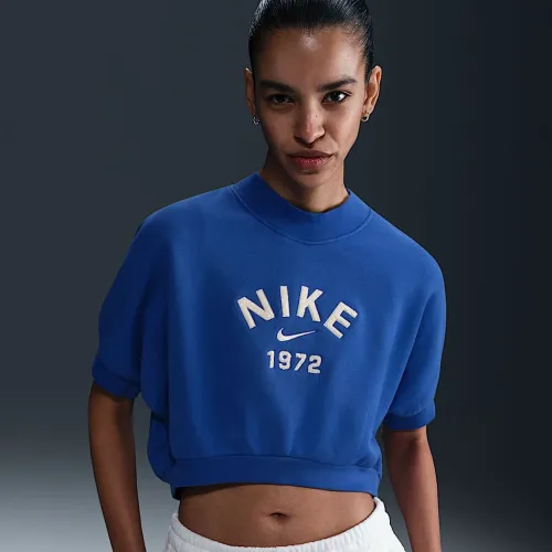 Nike Sportswear Collection жіноча Crew-Neck Short-Sleeve Cropped French Terry Top блакитний