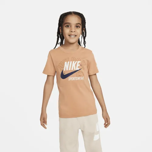 Nike Retro Sportswear Little дитячі Graphic футболка колір коричневий