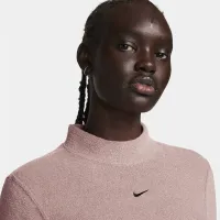 Nike Sportswear Phoenix Plush женская Slim Mock-Neck Long-Sleeve Cropped Cozy Fleece Top цвет фиолетовый