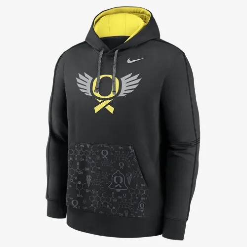 Oregon Ducks Club мужские Nike College Pullover Толстовка с капюшоном цвет черный