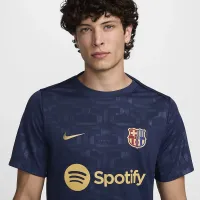 FC Barcelona Academy Pro Home чоловічі Nike Dri-FIT Soccer Pre-Match Short-Sleeve Top блакитний