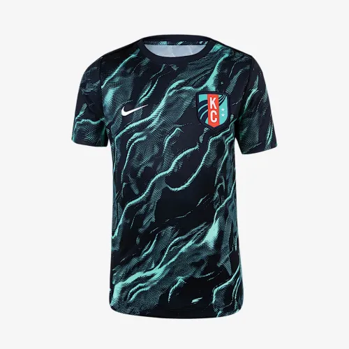 KC Current 2025 Big детские Nike NWSL Short-Sleeve Pre-Match Top синий
