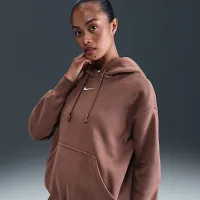 Nike Sportswear Phoenix Fleece женская оверсайз Pullover Толстовка с капюшоном цвет коричневый
