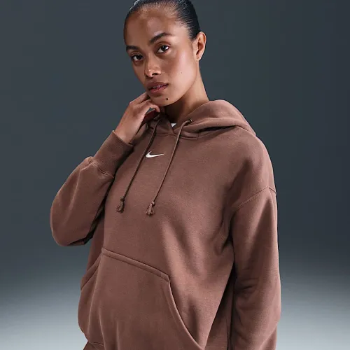 Nike Sportswear Phoenix Fleece женская оверсайз Pullover Толстовка с капюшоном цвет коричневый