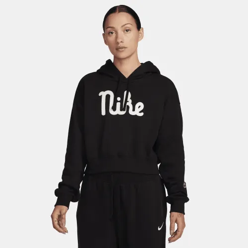 Nike Sportswear Club Fleece женская оверсайз Cropped Толстовка с капюшоном цвет черный