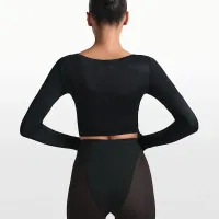 NikeSKIMS Stretch Knit женская Long-Sleeve Wrap Top цвет черный