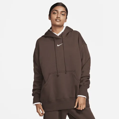 Nike Sportswear Phoenix Fleece женская оверсайз Pullover Толстовка с капюшоном цвет коричневый