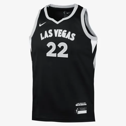 A'ja Wilson Las Vegas Aces 2024 Explorer Edition Big детские (для мальчиков) Nike Dri-FIT WNBA Swingman Jersey цвет черный