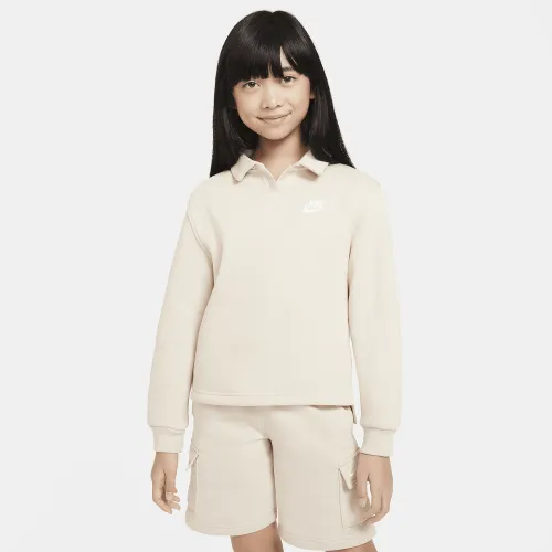 Nike Sportswear Club Fleece Big дитячі (Girls') Polo Top колір коричневий