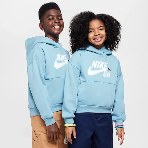Nike SB Icon Fleece EasyOn Big дитячі оверсайз Pullover Толстовка з капюшоном блакитний