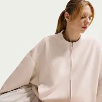 Nike 24.7 ImpossiblySoft женская Dri-FIT оверсайз Crew-Neck Full-Zip Top цвет коричневый