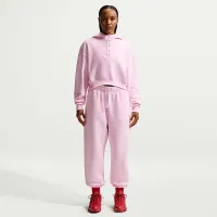 Nike Sportswear Phoenix Fleece женская оверсайз Cropped Henley Толстовка с капюшоном Pink
