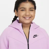 Nike Sportswear Tech Fleece Big детские (Girls') Full-Zip Толстовка с капюшоном (Extended Size) Pink