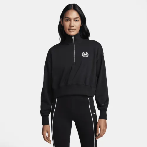Nike Sportswear женская оверсайз 1/2-Zip Crop Fleece свитшот цвет черный