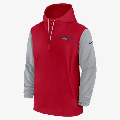 New England Patriots Sideline Pre-Game Player чоловічі Nike NFL 1/2-Zip Hooded Куртка колір червоний