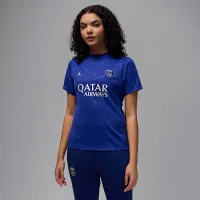 Nike Paris Saint-Germain Academy Pro Fourth жіноча Jordan Dri-FIT Soccer Short-Sleeve Pre-Match Top блакитний