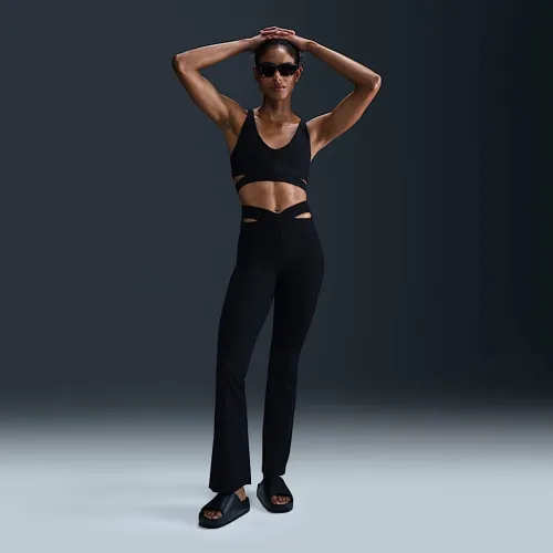 Nike Zenvy Rib жіноча Gentle-Support З високою талією Flaколір червоний лосіни колір чорний