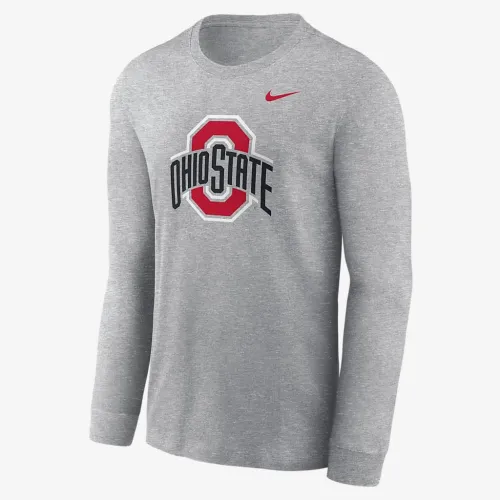 Ohio State Buckeyes Primary Logo мужские Nike College Long-Sleeve футболка цвет серый