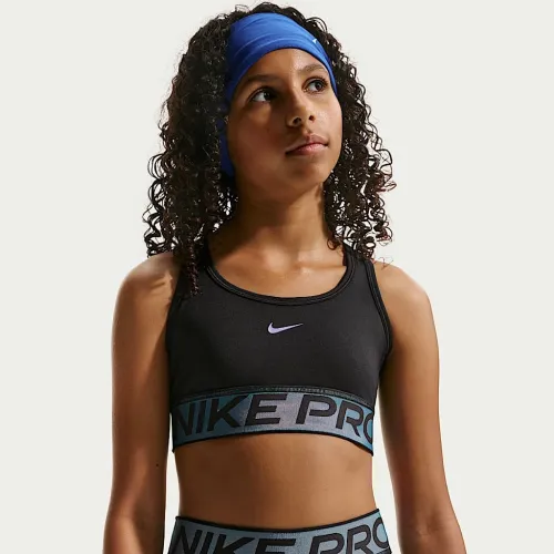 Nike Pro Swoosh Big детские Sports Bra with Shine Accents цвет черный