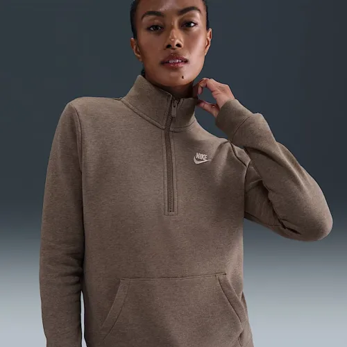 Nike Sportswear Club Fleece женская 1/2-Zip свитшот цвет коричневый