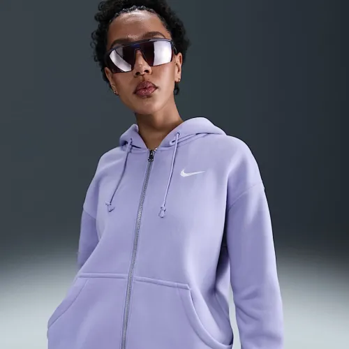Nike Sportswear Phoenix Fleece женская оверсайз Full-Zip Толстовка с капюшоном цвет фиолетовый