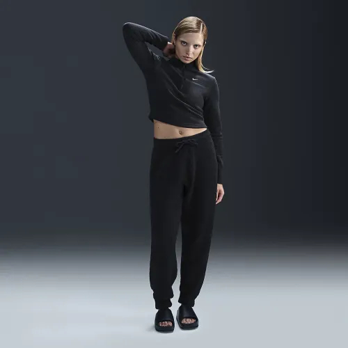Nike Sportswear Phoenix Cozy Букле женская С высокой Талией оверсайз Knit Pants цвет черный