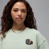 Nike Jordan Brooklyn Fleece женская Crew-Neck свитшот цвет зеленый